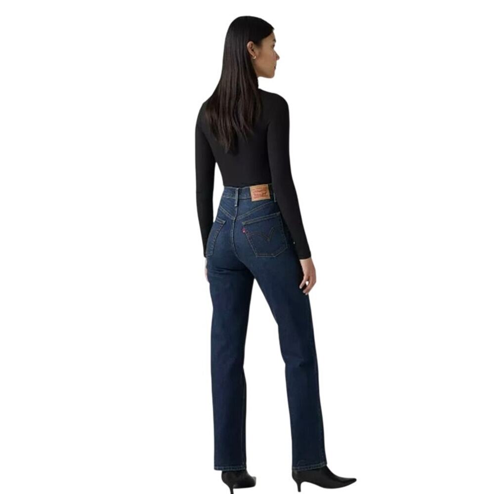 Levis ribcage straight leg high waist dark wash denim jeans size 29